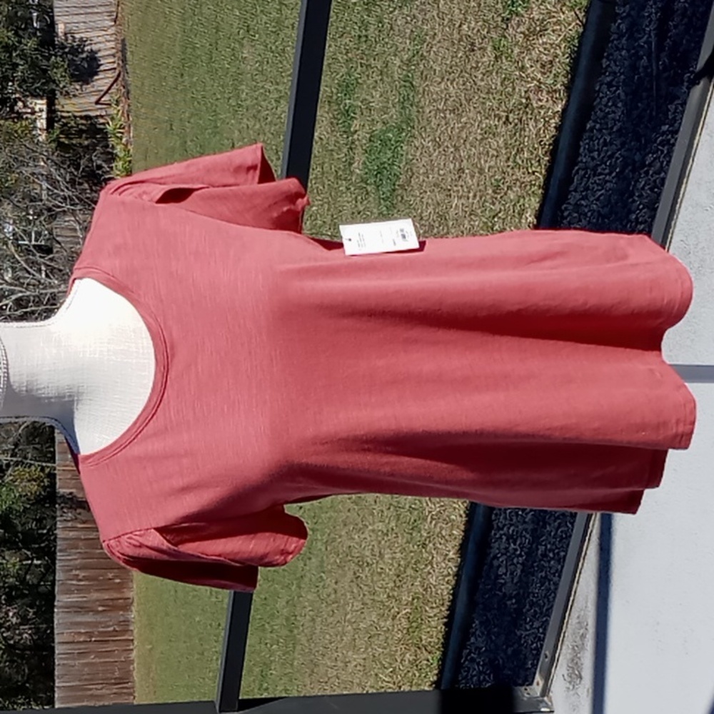 Nine West Women's Short Petal Sleeve Tee Shirt Mauve Size Medium